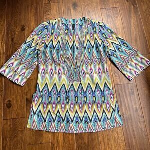 Hermanny by Vix beaded swim beach coverup tunic top medium